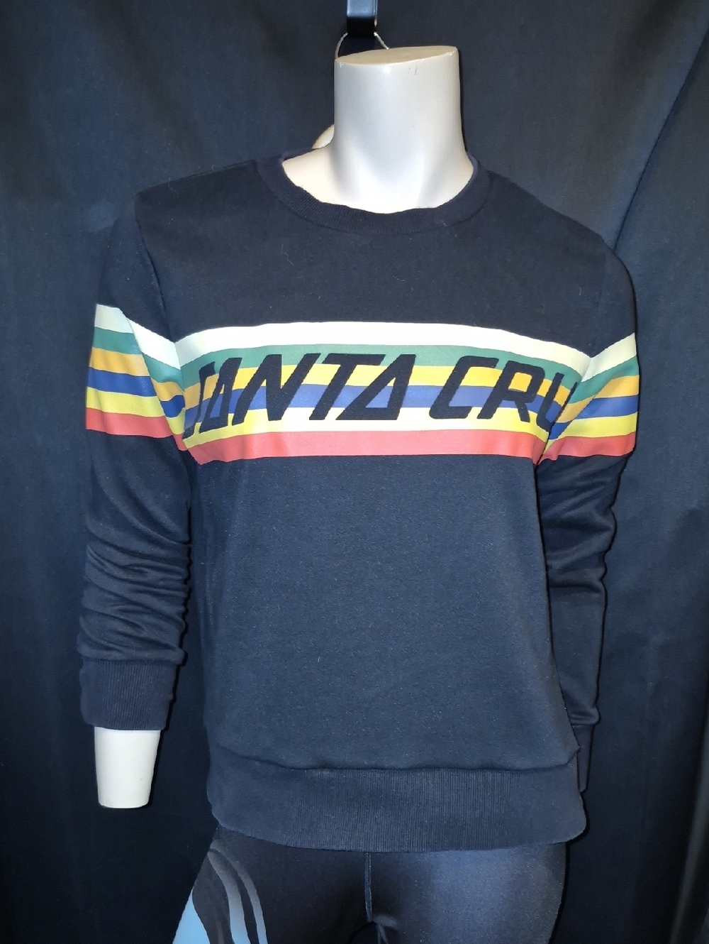 Santa Cruz Skateboards Men's BLACK Retro Stripe Sweatshirt Size Medium